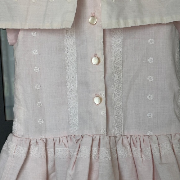 Vintage 1970s Dress Bundle toddler girl pleated embroidered lace ruffle collar - Picture 11 of 13